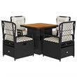 Afuera Living 5 Pc Poly Rattan Garden Dining Set with Cushions in Black & Brown