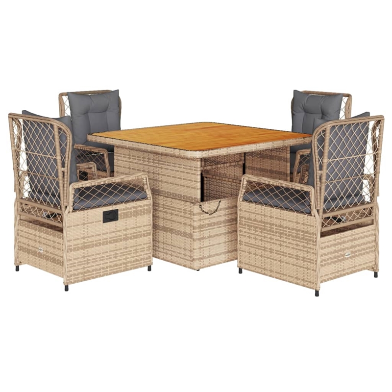 Afuera Living Contemporary 5 Piece Patio Dining Set in Brown