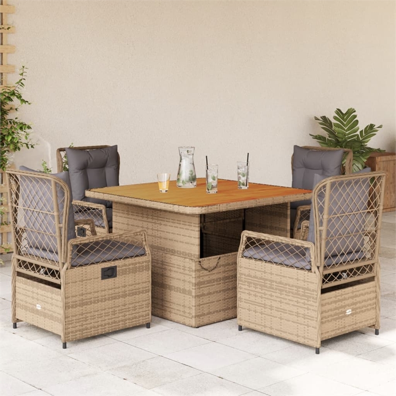 Afuera Living Contemporary 5 Piece Patio Dining Set in Brown