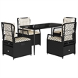Afuera Living 5 Piece Poly Rattan Garden Dining Set in Black/Cream White
