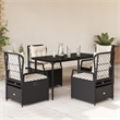 Afuera Living 5 Piece Poly Rattan Garden Dining Set in Black/Cream White