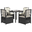 Afuera Living 5 Piece Poly Rattan Garden Dining Set in Black/Cream White