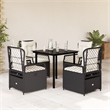 Afuera Living 5 Piece Poly Rattan Garden Dining Set in Black/Cream White