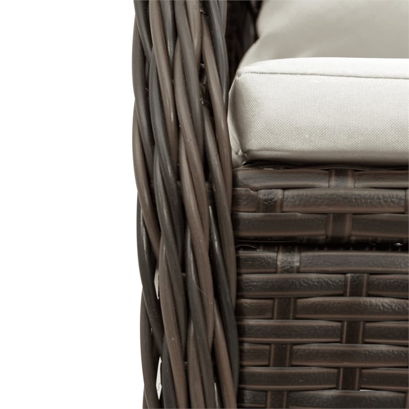 Afuera Living 3 Piece Poly Rattan Patio Dining Set in Black/Cream White