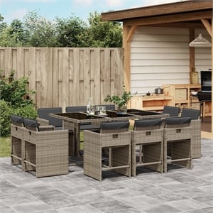 Afuera Living Contemporary 10 Piece Poly Rattan Patio Dining Set in Gray