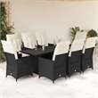 Afuera Living 9 Piece Rattan Garden Dining Set in Black/Cream White