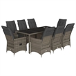Afuera Living 9 Piece Powder-Coated Steel Garden Dining Set in Gray
