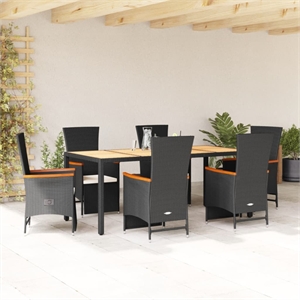 Afuera Living Contemporary 7 Piece Steel Garden Dining Set in Black