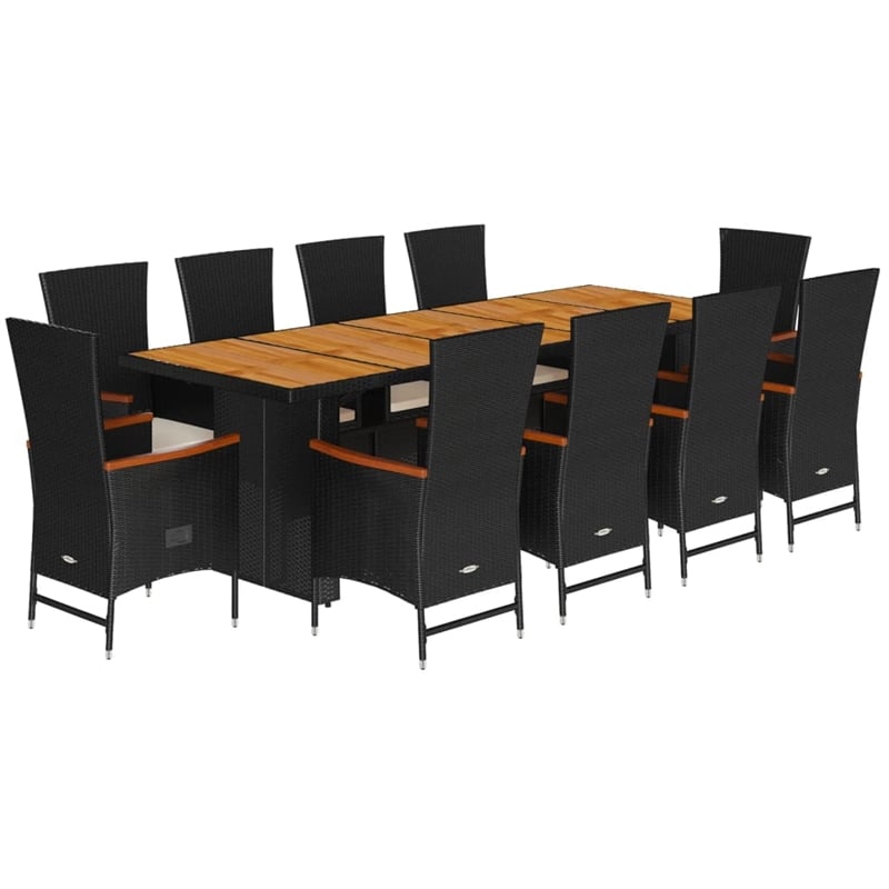 Afuera Living Contemporary Rattan Garden Dining Set in Black/Cream White
