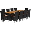Afuera Living Contemporary Rattan Garden Dining Set in Black/Cream White