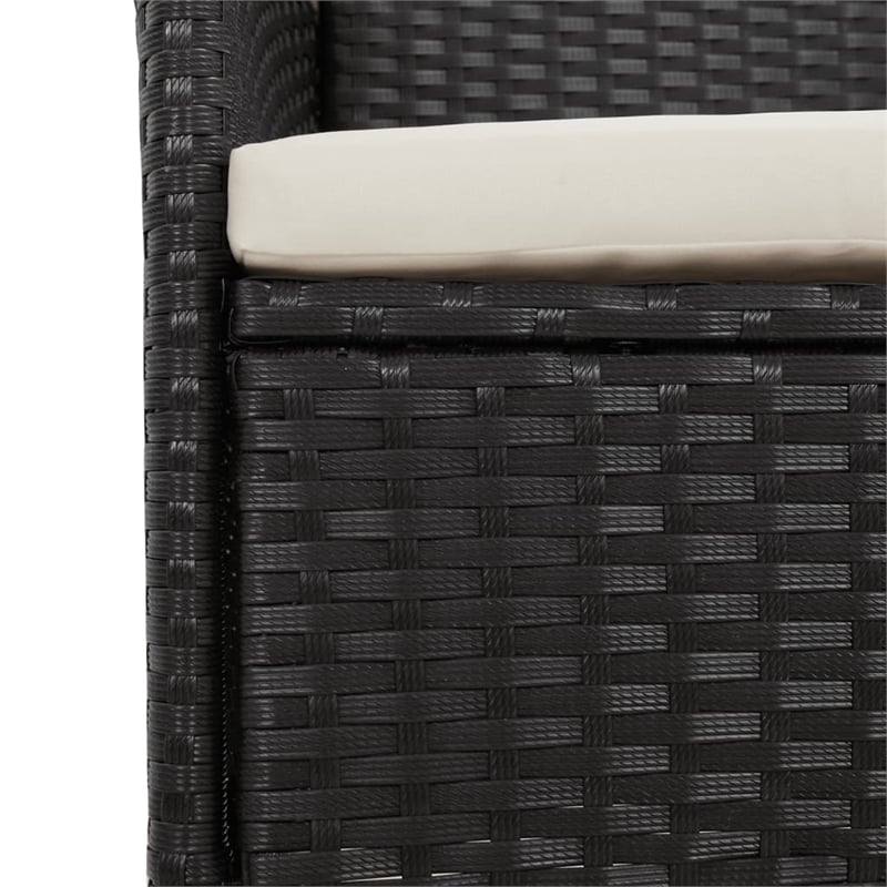 Afuera Living Contemporary Rattan Garden Dining Set in Black/Cream White