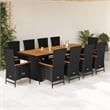 Afuera Living Contemporary Rattan Garden Dining Set in Black/Cream White