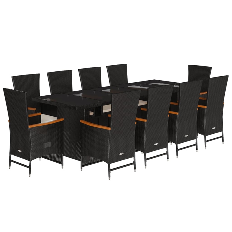 Afuera Living Rattan Garden Dining Set with Cushions in Black
