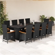 Afuera Living Rattan Garden Dining Set with Cushions in Black