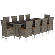 Afuera Living 11 Piece Rattan Garden Dining Set in Black/Dark Gray