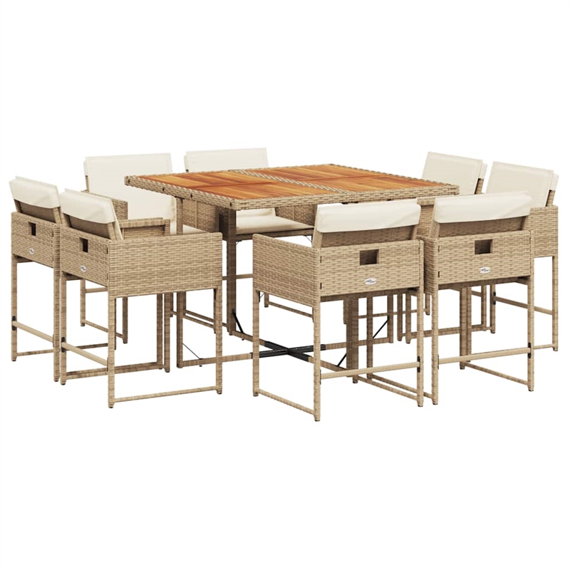 Afuera Living Contemporary 9 Piece Patio Dining Set in Beige/Cream White