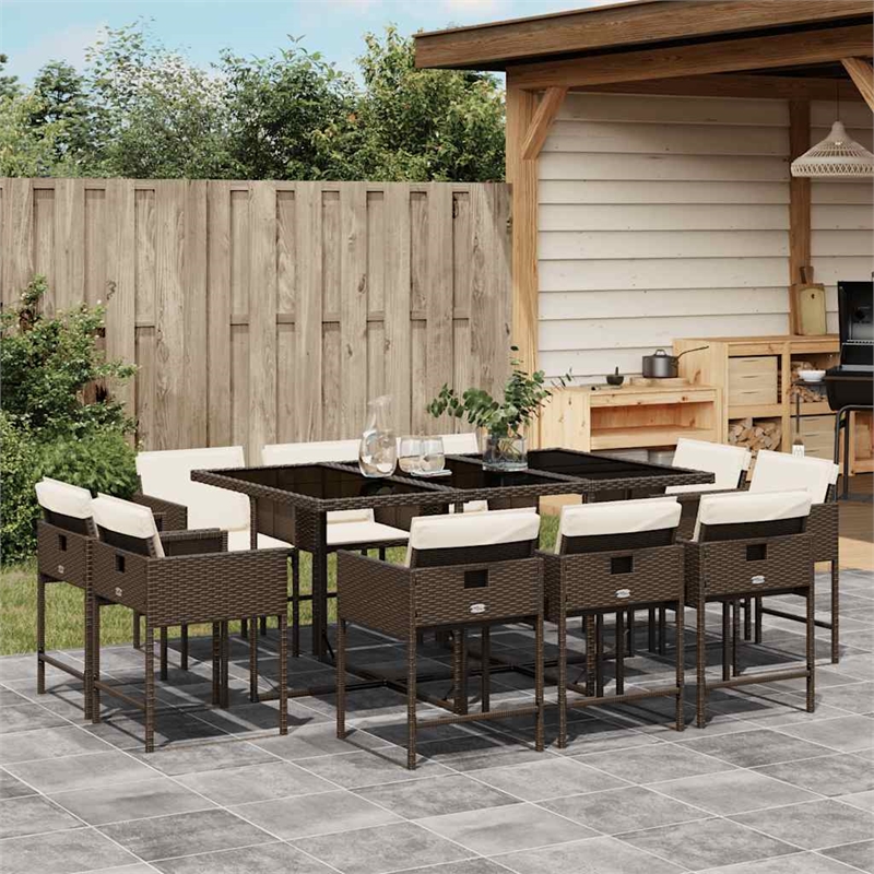 Afuera Living Contemporary 11 Piece Patio Dining Set in Brown