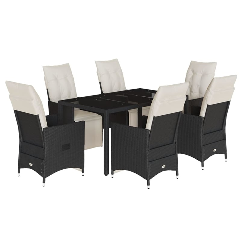 Afuera Living Contemporary Poly Rattan Garden Dining Set in Black