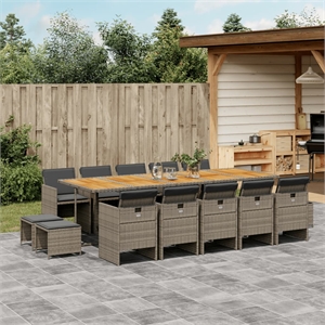 Afuera Living Contemporary Rattan Garden Dining Set in Gray and Brown