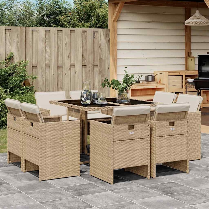 Afuera Living Contemporary 9 Piece Patio Dining Set in Black