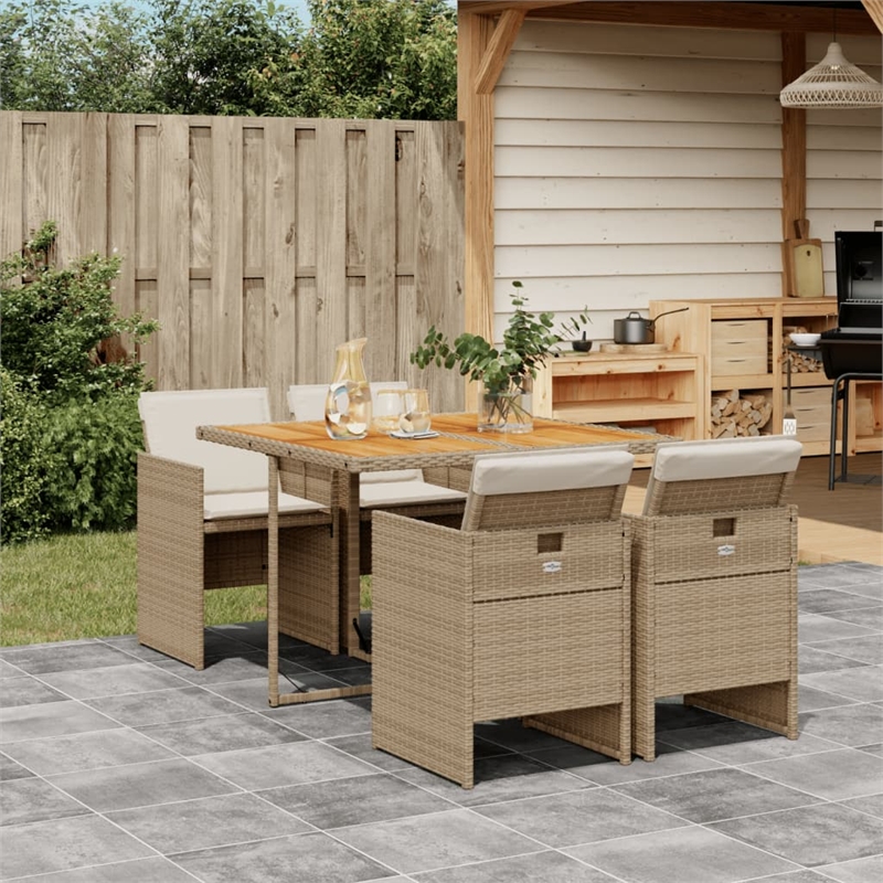 Afuera Living Contemporary 5 Piece Patio Dining Set in Brown