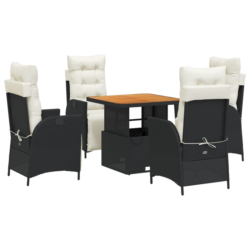Afuera Living Contemporary Poly Rattan Garden Dining Set in Brown/Cream