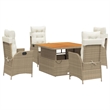Afuera Living 5 Piece Rattan Garden Dining Set in Beige/Cream White