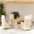 Afuera Living 5 Piece Rattan Garden Dining Set in Beige/Cream White