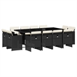 Afuera Living 13 Piece Rattan Patio Dining Set in Black/Cream White