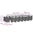 Afuera Living 17 Pc Poly Rattan Patio Dining Set with Cushions in Black & Brown