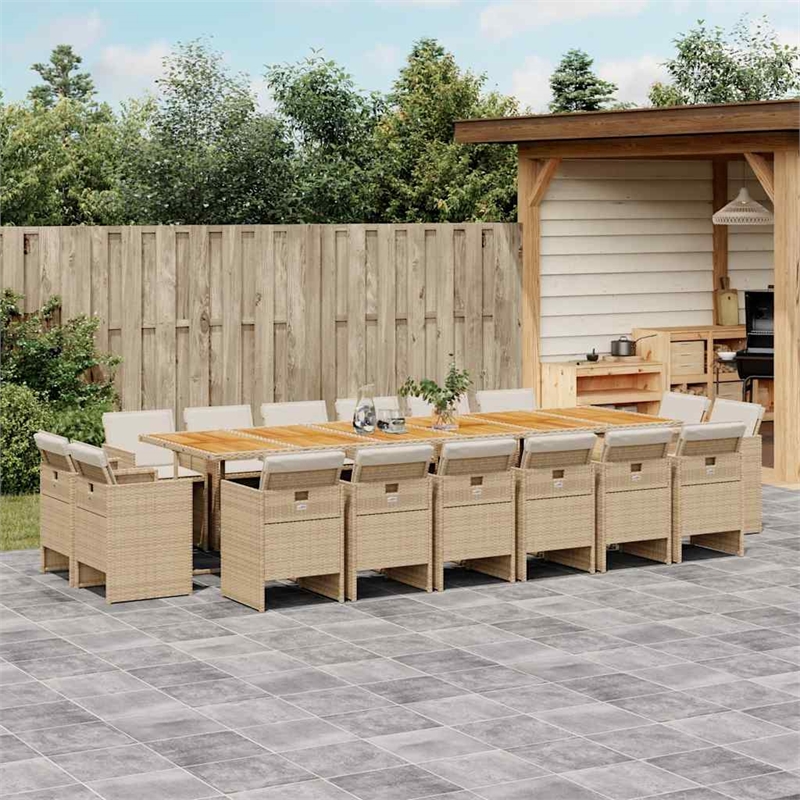 Afuera Living Contemporary 17 Piece Patio Dining Set in Beige