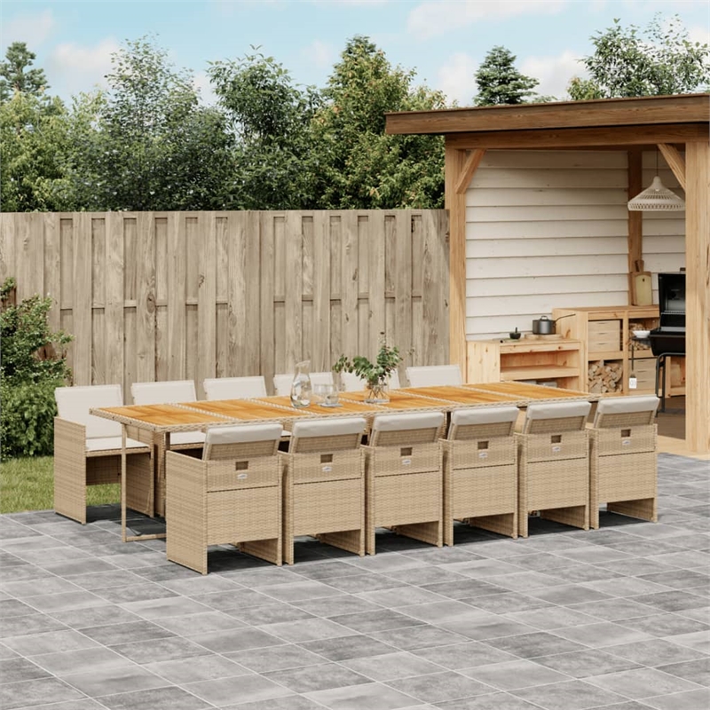 Afuera Living Contemporary 13 Piece Rattan Patio Dining Set in Brown