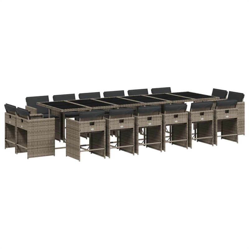 Afuera Living Contemporary 17 Piece Patio Dining Set in Gray