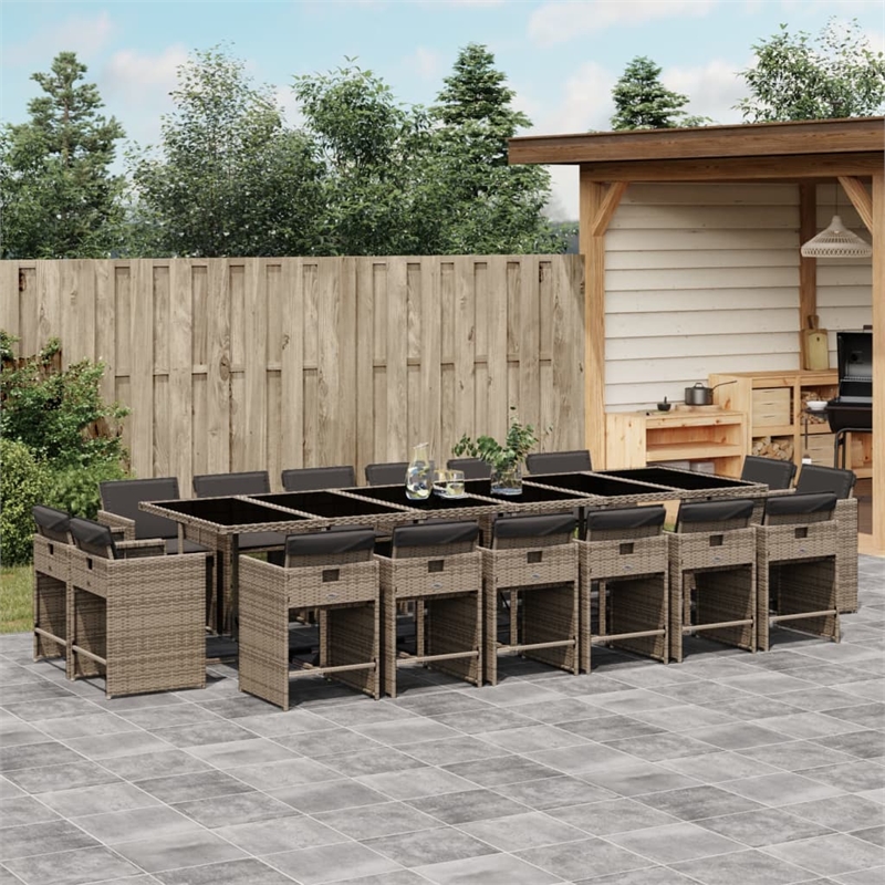 Afuera Living Contemporary 17 Piece Patio Dining Set in Gray