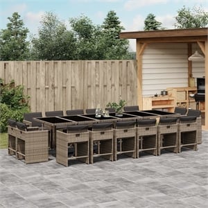 Afuera Living Contemporary 17 Piece Patio Dining Set in Gray