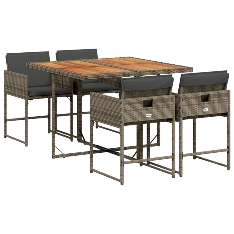 Afuera Living Contemporary Rattan Foldable Garden Dining Set in Gray
