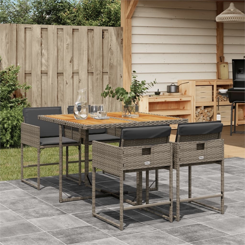 Afuera Living Contemporary Rattan Foldable Garden Dining Set in Gray