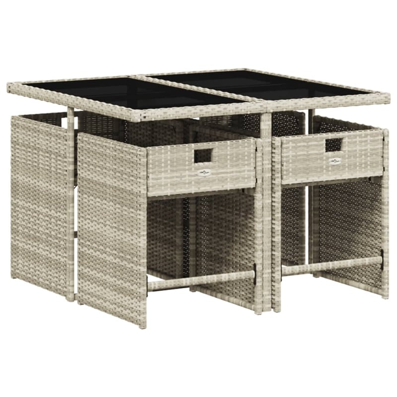 Afuera Living 5 Piece Poly Rattan Patio Dining Set in Light Gray