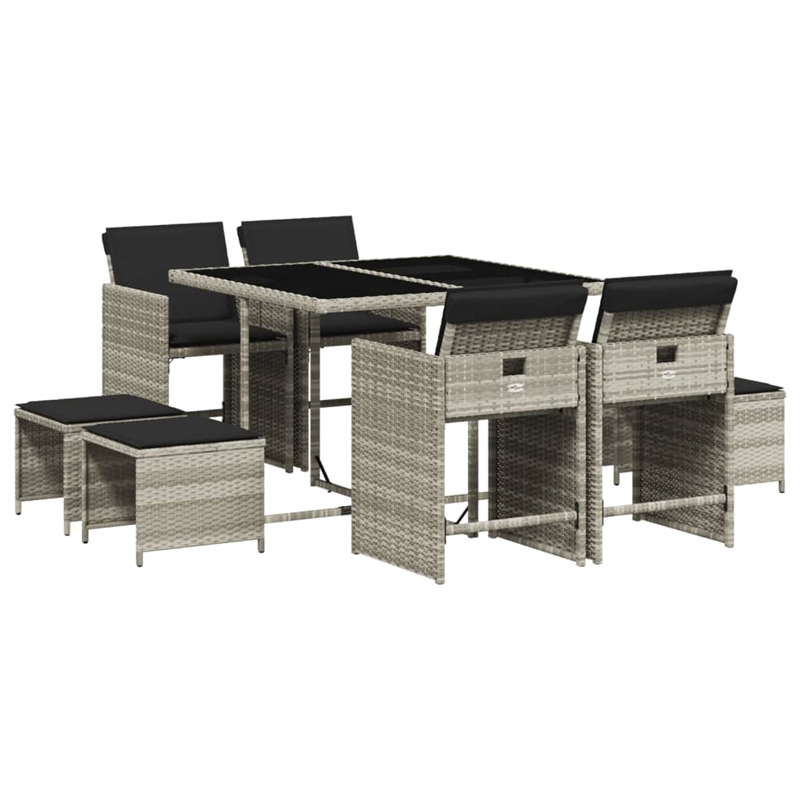 Afuera Living Contemporary 9 Piece Patio Dining Set in Anthracite