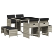 Afuera Living Contemporary 9 Piece Patio Dining Set in Anthracite