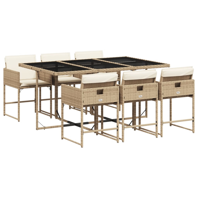 Afuera Living 7 Piece Poly Rattan Garden Dining Set in Black/Cream White