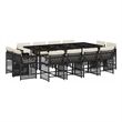 Afuera Living 13 Piece Poly Rattan Garden Dining Set in Black/Cream White