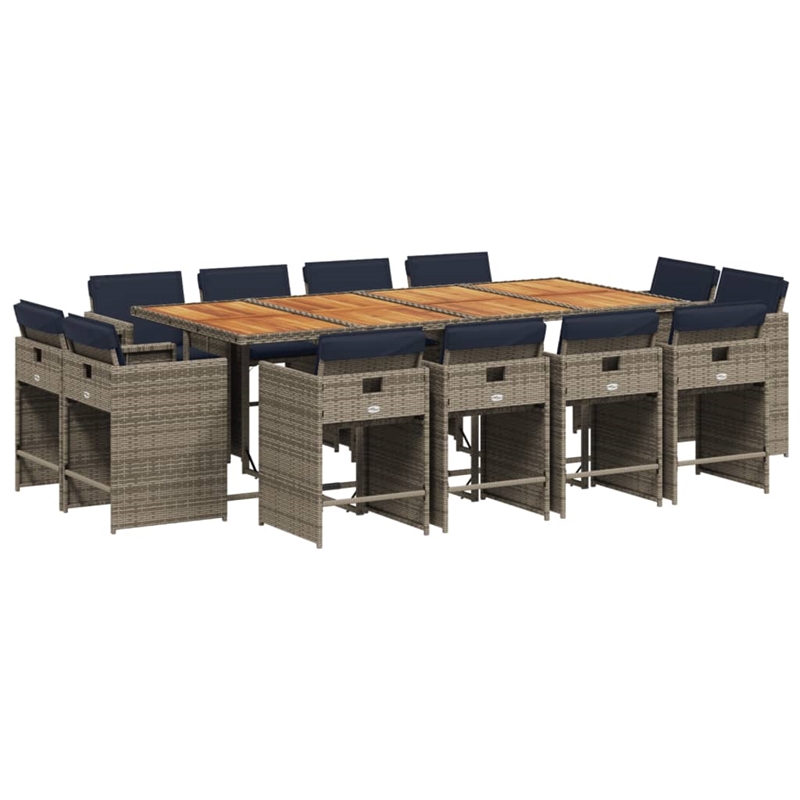 Afuera Living Contemporary Rattan Patio Dining Set in Gray Finish