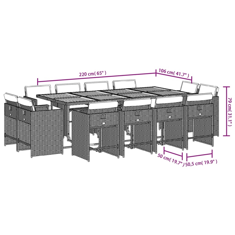 Afuera Living Contemporary Rattan Patio Dining Set in Gray Finish
