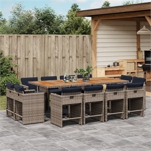 Afuera Living Contemporary Rattan Patio Dining Set in Gray Finish