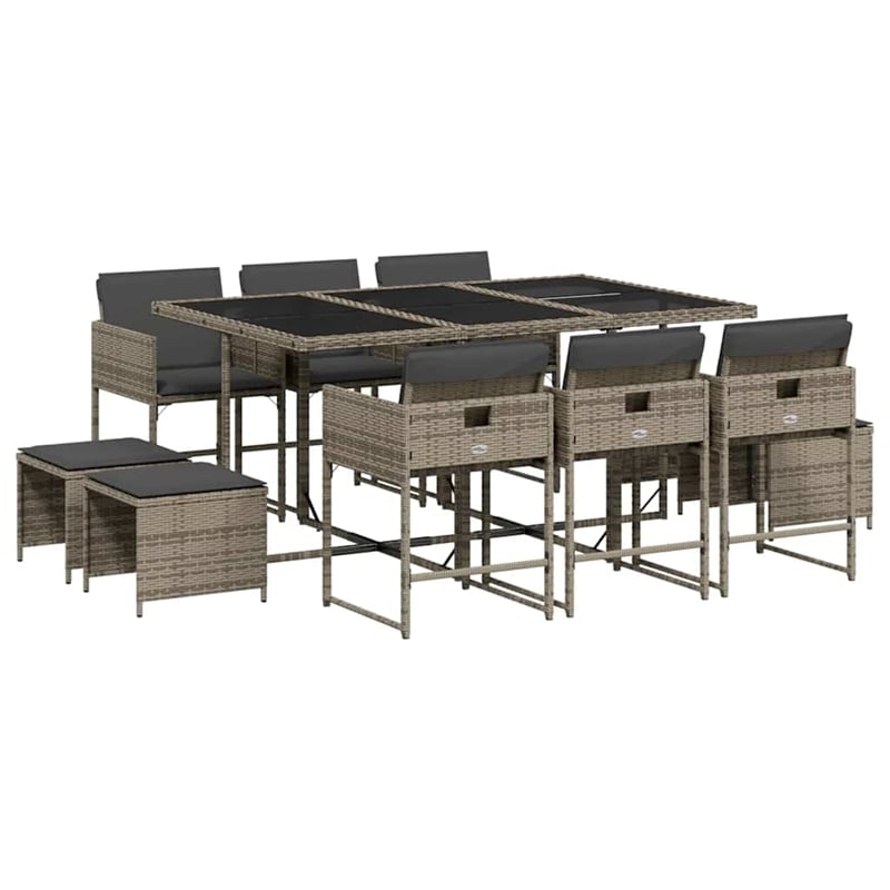 Afuera Living Contemporary Poly Rattan Garden Dining Set in Gray