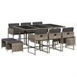 Afuera Living Contemporary Poly Rattan Garden Dining Set in Gray