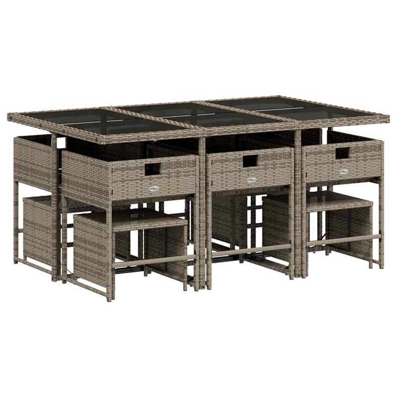 Afuera Living Contemporary Poly Rattan Garden Dining Set in Gray