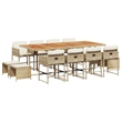 Afuera Living 13 Piece Rattan Garden Dining Set in Brown/Cream white