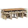 Afuera Living 13 Piece Rattan Garden Dining Set in Brown/Cream white
